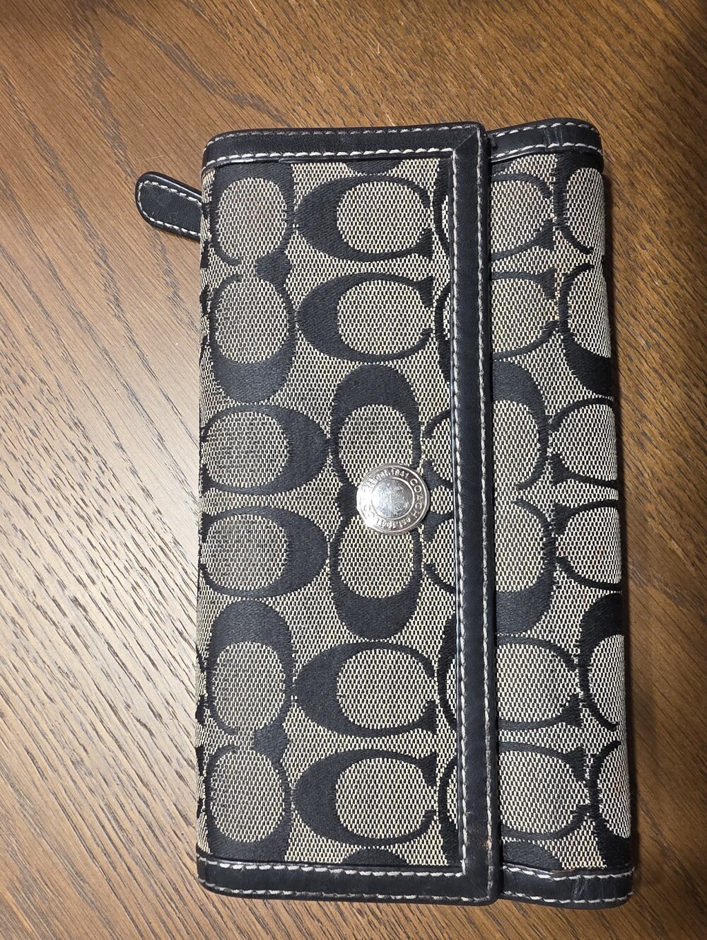 Coach Signature Canvas Wallet Black And White